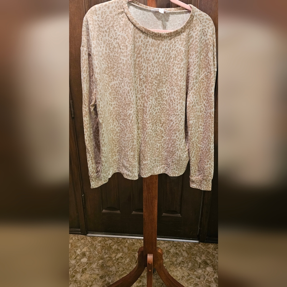 Light Tan Animal Print Long Sleeve Top